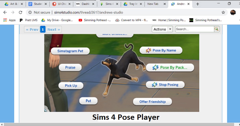 Přehrávač póz Sims 4