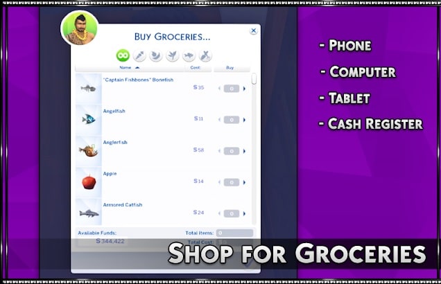 How do you use the Sims 4 Grocery Mod