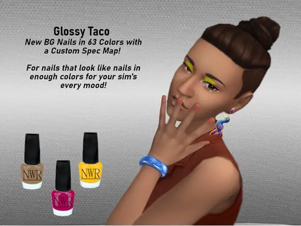 Glossy Taco BG Nail Retexture for Sims 4